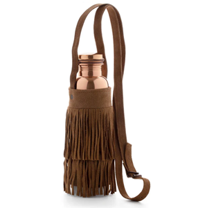 Bouteille en cuivre à la mode avec sac de transport en similicuir noir Design tendance de haute qualité avec manchon de couverture Grip Drinkware de luxe - Product Image 5