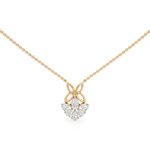 Collar con Colgante de Diamante en Oro Sólido de 18K, Corte Brillante Redondo, Cadena Tipo Palomitas, Estilo Clásico, Unisex, Uso Diario - Product Image 1