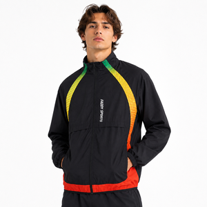 Veste coupe-vent légère imperméable personnalisée pour homme, idéale pour le sport, la course, la gym, le streetwear, avec fermeture éclair intégrale et effet dégradé - Product Image 1