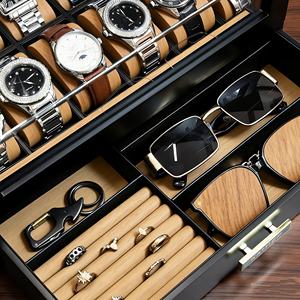 Caja Giratoria para Relojes de Madera con 12 Ranuras, Estuche de Exhibición con Cajón, Organizador de Joyas Acrílico para Relojes, Gafas de Sol y Anillos - Product Image 4