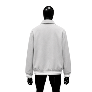 PREMIUM LIGHT GREY VARSITY <b>JACKET</b> FOR <b>MEN</b> STYLISH MODERN WINTER FASHION Regular Fit Turn-down Collar Solid Color Polyester Casua - Product Image 2