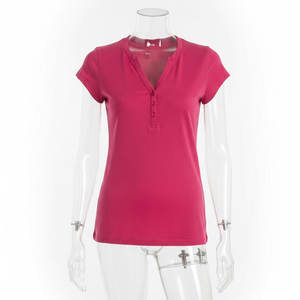 เสื้อยืดสไตล์ใหม่ประจำปี 2026 เสื้อยืดผู้หญิงแบบพื้นฐาน ใส่สบายๆ คอเฮนลีย์ ระบายอากาศได้ดี แขนสั้น เสื้อผู้หญิงสำหรับฤดูร้อน - Product Image 1