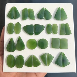 Par de cabujones de jade nefrita natural a juego, piedras preciosas sueltas al por mayor, hermoso par de jade verde para hacer joyas - Product Image 2