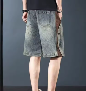 Shorts en jean baggy pour homme, coupe décontractée, cargo, jambe droite, taille haute, style streetwear vintage hip-hop, grande taille - Product Image 4
