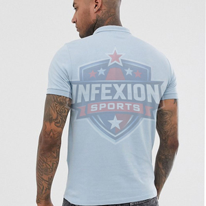 Men's <b>Light</b> <b>Blue</b> Short Sleeve <b>Polo</b> <b>Shirt</b> Solid Color Cotton Oxford Casual Style Woven Anti-Wrinkle Design - Product Image 4