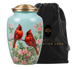 Urne funéraire Cardinal pour cendres d'adultes, 220 pouces cubes, écologique et durable avec motif floral personnalisable - Product Image 5