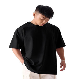 เสื้อยืดคอกลมแขนสั้นผ้าฝ้ายถักสีดำทรงปกติสำหรับผู้ชาย สไตล์ลำลองเรียบง่าย สามารถออกแบบเองได้ - Product Image 1