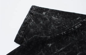 เสื้อยืดสีดำแบบ Acid Wash ทรงหลวมไหล่ตก สไตล์วินเทจ ผ้าคอตตอนหนา แขนสั้น ไซส์ใหญ่พิเศษ เสื้อยืดพื้นฐานแบบ Acid Wash สำหรับผู้ชาย - Product Image 4