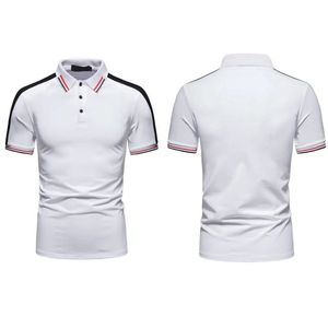 <b>Men's</b> <b>White</b> Knitted <b>Polo</b> Shirt Short Sleeve Solid Color Casual Style Regular Fit Button Design - Product Image 1