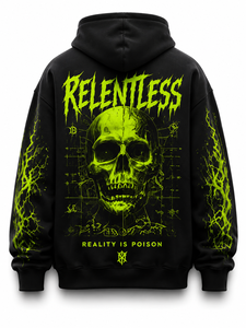 Sudadera con Capucha Personalizada con Gráfico de Calavera Neón, Estilo Urbano, Unisex, OEM, ODM - Product Image 2