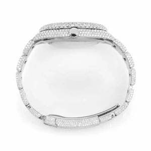 Reloj Cronógrafo de Lujo con Cuarzo, Bisel de Diamantes, Dos Tonos Oro y Plata, Correa de Goma Roja, Elegante y Moderno - Product Image 4