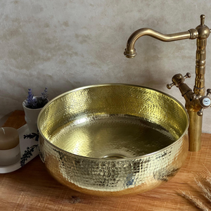 Lavabo de Latón para Baño Residencial de Lujo, Lavabo Decorativo de Metal, Lavabo de Latón Premium, Lavabo Moderno Vintage - Product Image 2