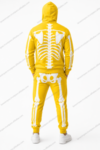 Yellow Skeleton Hoodie Men's Full Zip Skull Bone Print <b>Jacket</b> <b>Gothic</b> Streetwear Sweatshirt Halloween Costume Custom Logo Graphic - Product Image 4