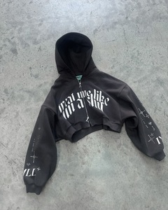 Sudadera con capucha vintage lavada al por mayor para hombre, con parche bordado de letras góticas, de felpa francesa gruesa, corte holgado, de fábrica - Product Image 2