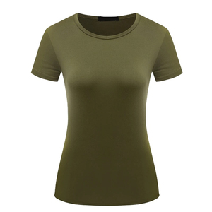 T-shirt à manches courtes pour femme de qualité supérieure, couleur unie gris, col rond, coupe ajustée, jersey de coton respirant, vêtements décontractés pour toutes les saisons - Product Image 3