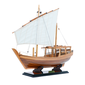 B403 - Maqueta de Barco Dhow de Madera de Cedro, Artesanía Pintada a Mano de Alta Calidad para Decoración del Hogar y Accesorios de Estilo Antiguo, Artículos de Regalo - Product Image 3