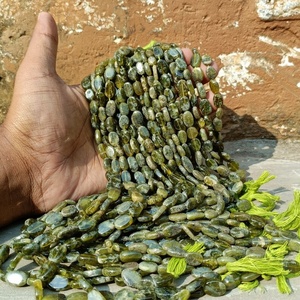 Cuentas de Vessonita Verde Natural, Lisas, de Forma Ovalada, Hechas a Mano, para la Fabricación de Joyas, Venta al Por Mayor - Product Image 1