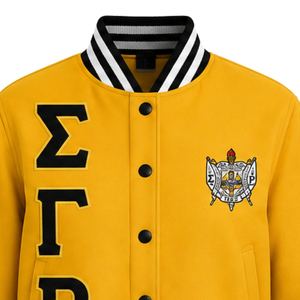 เสื้อแจ็คเก็ตซิปครอปผ้าซาตินสำหรับผู้หญิง Sigma Gamma Rho เสื้อแจ็คเก็ตบอมเบอร์น้ำหนักเบา เสื้อคลุมลำลองแฟชั่นสำหรับชมรมนักศึกษา  รับสกรีนโลโก้ - Product Image 3