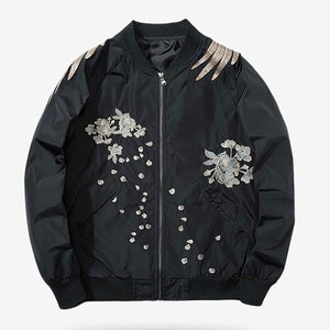 Veste Sukajan de style urbain haut de gamme, col montant, broderie classique, respirante, écologique, doublure douce, confortable à porter - Product Image 1