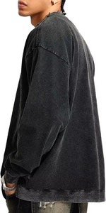 Nueva Llegada, Sudadera 100% Algodón, 400GSM, Peso Pesado, Negra, Lavada con Ácido, Estilo Vintage, Sudadera Lisa para Invierno - Product Image 4