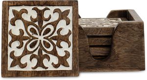 KISWAH CRAFT Sets de table et sous-plats ronds en bois écologiques modernes (diamètres 300 mm/350 mm) - Product Image 2