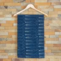 Tissu en coton imprimé à la main bleu indigo organique 120 g/m², tissé léger et écologique pour rideaux, couvre-robes, filles