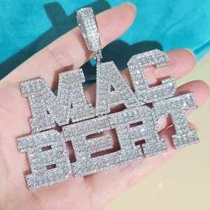 Pendentif Mac Bert en strass plaqué argent, alliage, breloque hip-hop unisexe, bijoux à thème en forme de lettre - Product Image 1