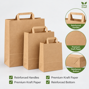 Bolsas de Compra de Papel Kraft Marrón Personalizadas con Asas Planas, Embalaje Minorista Reciclable, Fabricante OEM ODM - Product Image 1