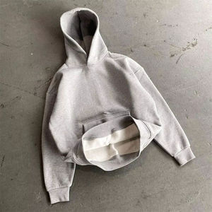 Sudadera con Capucha para Hombre, Lisa, 100% Algodón, Tejido de Doble Capa, 350 g/m², Felpa Gruesa, Corte Holgado, Invierno, Ecológica - Product Image 4