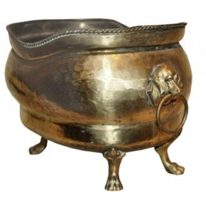 Pot de fleurs vintage en laiton avec poignées en forme de tête de lion faites à la main et pieds en forme de griffes pour ornement de jardin traditionnel, décoration intérieure - Product Image 1