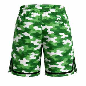 Shorts de basketball pour hommes, 100% polyester, couleur unie, taille haute, séchage rapide, respirant, personnalisés par le fabricant, style sportif - Product Image 2