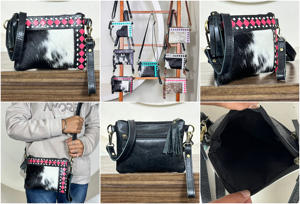 Sac bandoulière en cuir de vachette artisanal Western 2026, motif à carreaux, mini sac à bandoulière tendance avec dragonne pour femme - Product Image 3