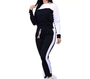 Ensemble de survêtement décontracté deux pièces pour femmes, haut en molleton 100% coton, séchage rapide et respirant, design moderne, vente en gros - Product Image 1