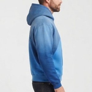 Sweat-shirt à capuche bleu pour homme, en coton French Terry, avec logo personnalisé, design découpé, coupe classique, décontracté, pour l'automne – Nouvelle collection très demandée - Product Image 3