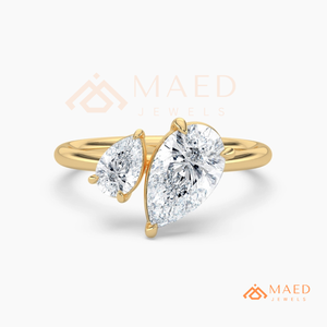 Anillo de compromiso de moissanita en forma de pera chapado en oro de 18 quilates, joyería nupcial de moissanita y diamantes para mujer, banda de lujo de EE. UU. - Product Image 5