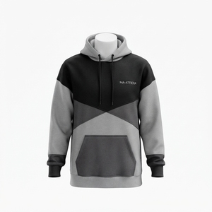 Women's Black <b>Grey</b> Color Block Hoodie Fleece Pullover <b>Sweatshirt</b> Kangaroo Pocket Casual Streetwear - Product Image 3