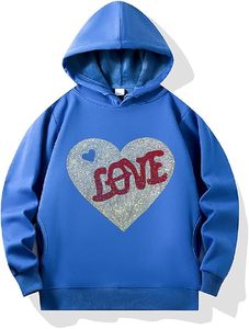 Unisex Color Block Fleece <b>Heart</b> Pattern Short Hoodie Casual Winter Pullover Pocket Regular Fit Anti-Pilling Knitted <b>Sweatshirt</b> - Product Image 1