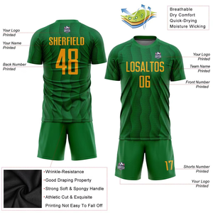 Camiseta de Fútbol Losaltos para Hombre, Verde Sublimada, 100% Poliéster, Manga Corta, Absorbe la Humedad, Corte Atlético, Cuello Redondo, Conjunto de Uniforme - Product Image 1