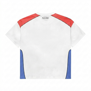 Polo de Primera Calidad, 180 GSM, Poliéster Interlock, Diseño de Paneles en Blanco, Rojo y Azul, Logotipo Personalizado por Sublimación, Ropa Deportiva - Product Image 2