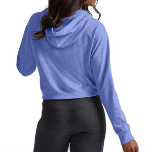 Sudadera con capucha corta de felpa francesa informal con logo personalizado 2026 para mujer, venta al por mayor, oversize, hombros caídos, estilo vintage - Product Image 2