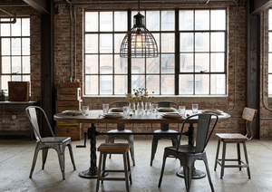 Mesa de Comedor Industrial de Madera Maciza con Base de Hierro Fundido Ajustable en Altura, Muebles para Comedor de Restaurante, Venta al por Mayor - Product Image 2