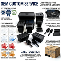 Peralatan Dapur Komersial 1/2 Warna Hitam Tahan Panas Wadah Plastik PC Gn Pan Steam Table Pan Wadah Plastik dengan Tutup