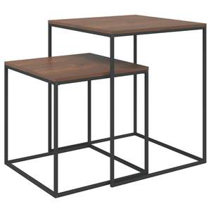 Ensemble de 2 tables basses noires et marron en bois d'ingénierie avec accents en fer - Product Image 2