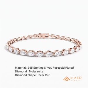 Bracelet à maillons en moissanite or rose, bracelet à maillons fins, bijoux de mode pour femmes, bracelet tennis, accessoire élégant - Product Image 6