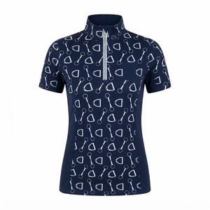เสื้อขี่ม้าผู้หญิงแขนสั้นสีขาว คอปกผ้าลูกไม้ ติดกระดุม - Product Image 2