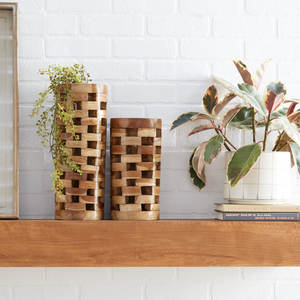 Handmade Solid Wood Floral Decor <b>Vase</b> <b>Bamboo</b> & <b>Wooden</b> Home Decor Table Toppiece - Product Image 4