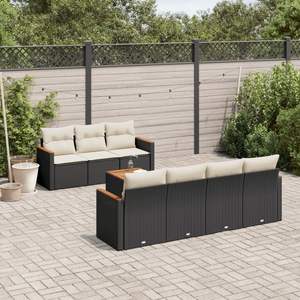 Grand ensemble de canapés de jardin modulaires en rotin PE noir, élégant et durable, mobilier d'extérieur - Product Image 1