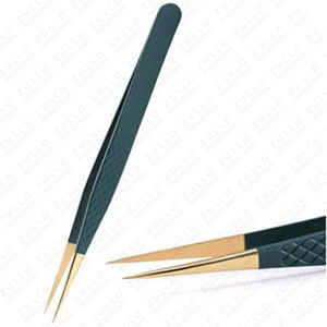Ensemble de pinces à cils professionnelles en acier inoxydable, étiquette privée personnalisée avec étui noir et doré pour extensions de cils - Product Image 5