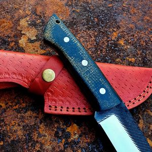 Cuchillo de caza fijo profesional de acero inoxidable con espiga dentada y mango completo, texturizado, para supervivencia al aire libre, venta al por mayor - Product Image 2