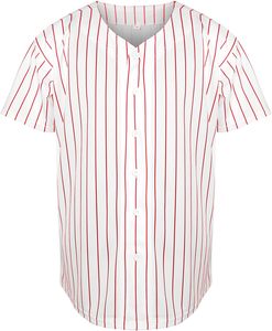Men's White <b>Red</b> <b>Striped</b> V-Neck Short Sleeve Casual Shirt Summer Wear - Product Image 1